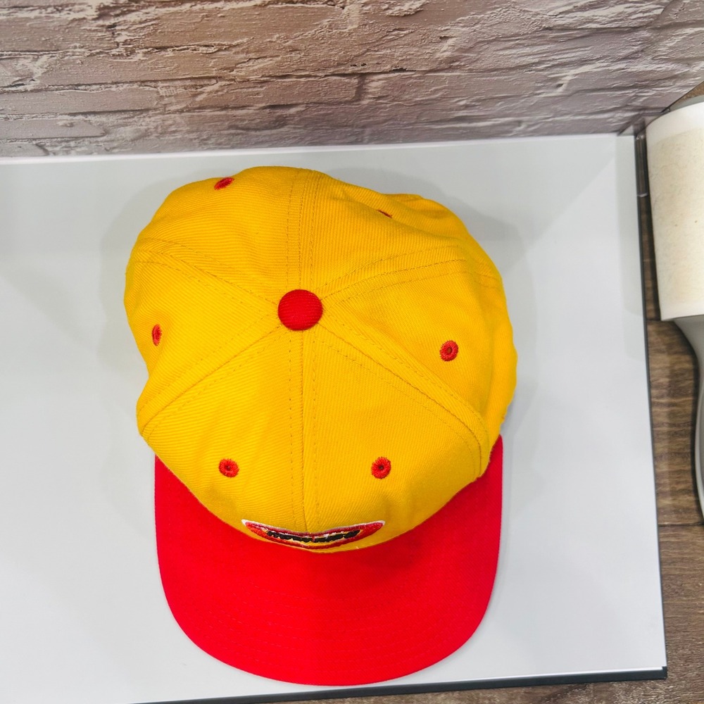 Adidas Houston Rockets Hat Mens OSFA Yellow Red NBA Snapback Flat Bill Cap - Picture 8 of 8